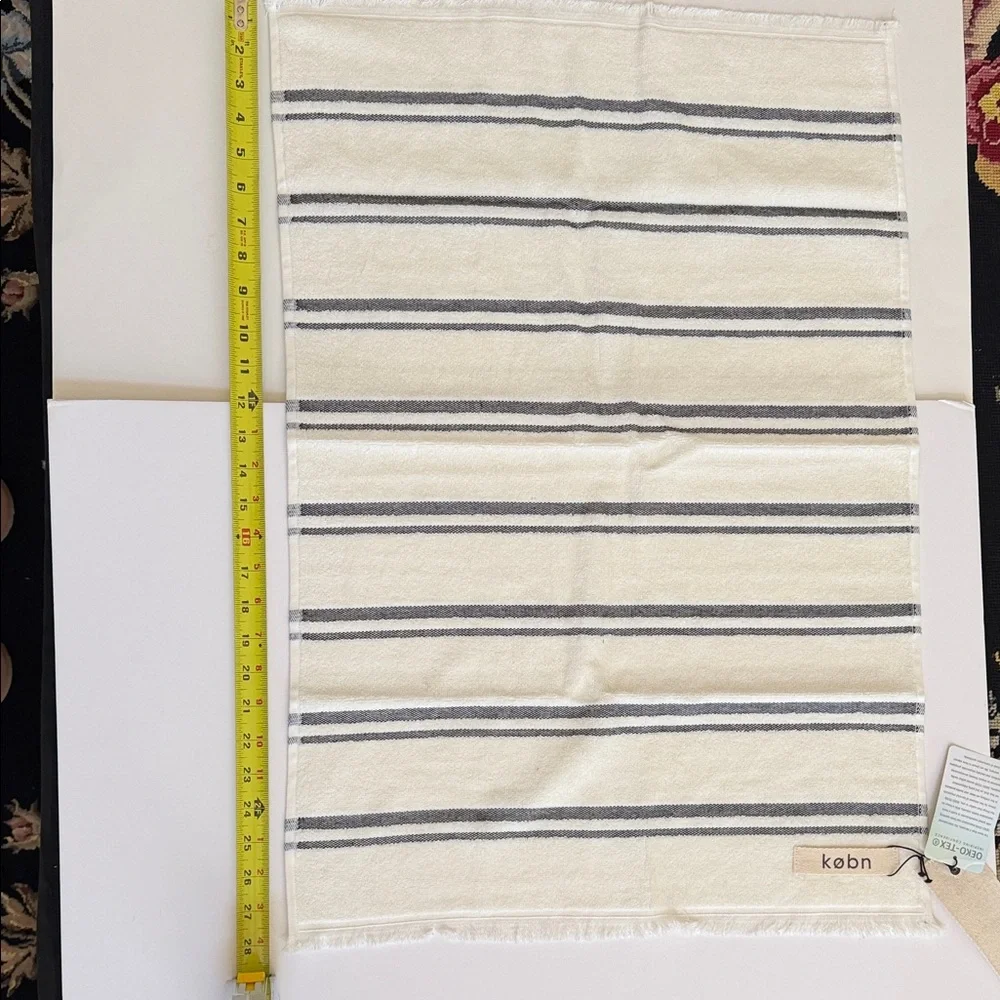 Kobn Cream and Black Striped Hand Towel